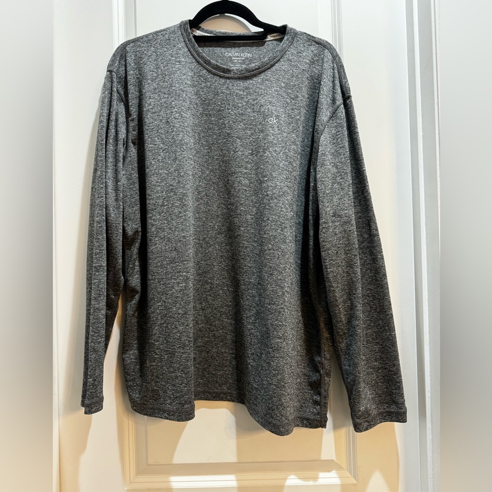 Calvin Klein Men's Swimwear UPF 40+ Long Sleeve T-Shirt Gray XXL 100% Polyester